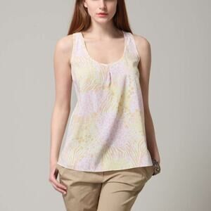 Anthropologie Alisha Levine Leopard Cheetah Print Light Pink Silk Tank Top Sm